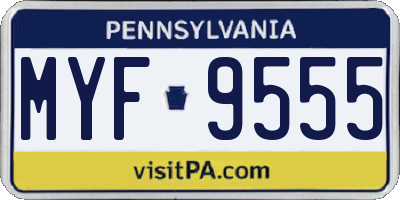 PA license plate MYF9555