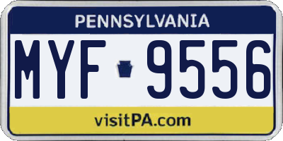 PA license plate MYF9556