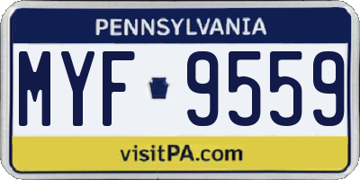 PA license plate MYF9559