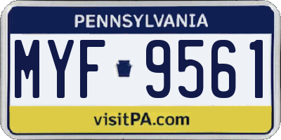 PA license plate MYF9561