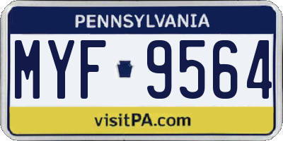 PA license plate MYF9564