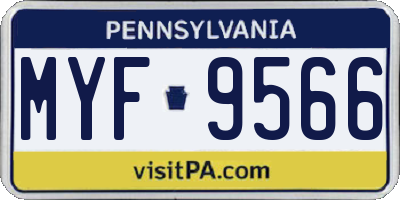 PA license plate MYF9566
