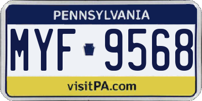 PA license plate MYF9568