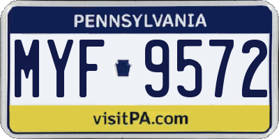 PA license plate MYF9572