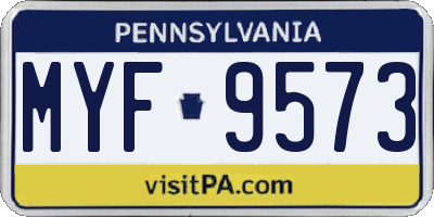 PA license plate MYF9573