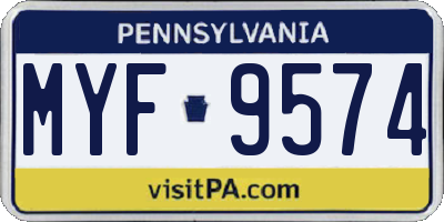 PA license plate MYF9574