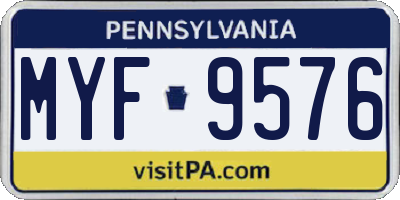 PA license plate MYF9576