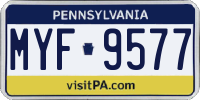 PA license plate MYF9577