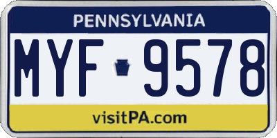 PA license plate MYF9578