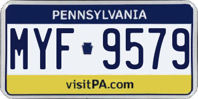 PA license plate MYF9579