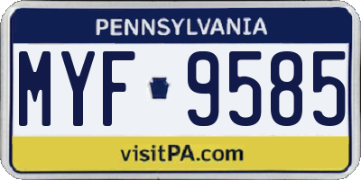 PA license plate MYF9585