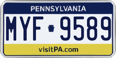 PA license plate MYF9589