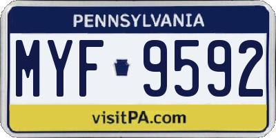 PA license plate MYF9592