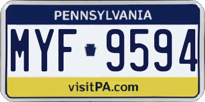 PA license plate MYF9594