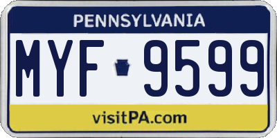PA license plate MYF9599