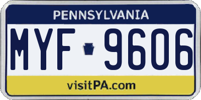 PA license plate MYF9606