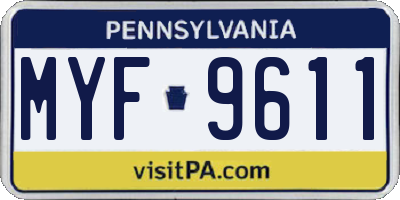 PA license plate MYF9611