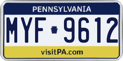 PA license plate MYF9612