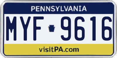 PA license plate MYF9616