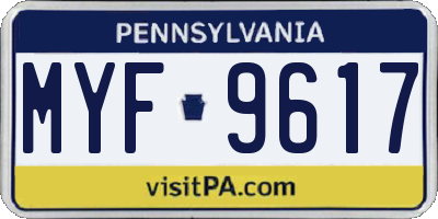 PA license plate MYF9617