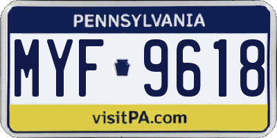 PA license plate MYF9618