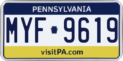 PA license plate MYF9619