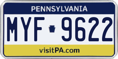 PA license plate MYF9622