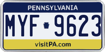 PA license plate MYF9623