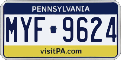 PA license plate MYF9624