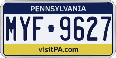 PA license plate MYF9627