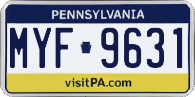 PA license plate MYF9631