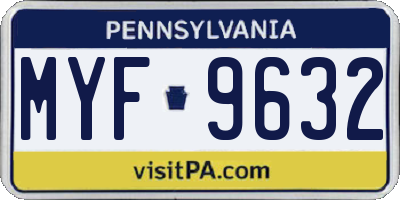 PA license plate MYF9632