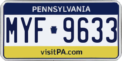 PA license plate MYF9633