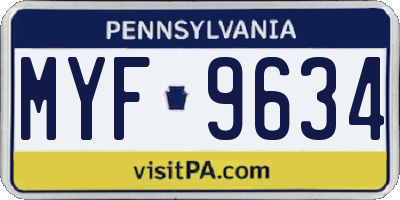 PA license plate MYF9634
