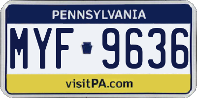 PA license plate MYF9636