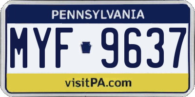PA license plate MYF9637