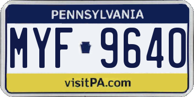 PA license plate MYF9640