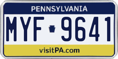 PA license plate MYF9641