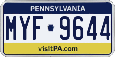 PA license plate MYF9644