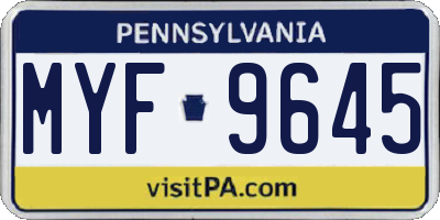 PA license plate MYF9645