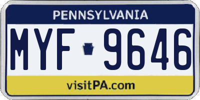 PA license plate MYF9646