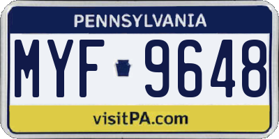 PA license plate MYF9648