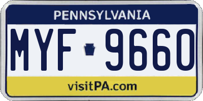 PA license plate MYF9660