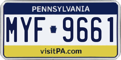 PA license plate MYF9661