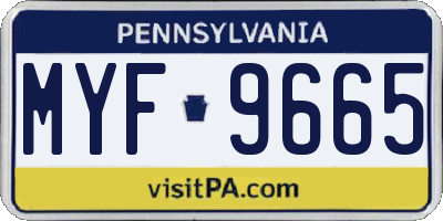 PA license plate MYF9665