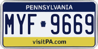 PA license plate MYF9669