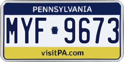 PA license plate MYF9673