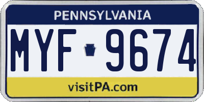 PA license plate MYF9674