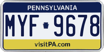PA license plate MYF9678