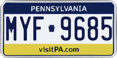 PA license plate MYF9685